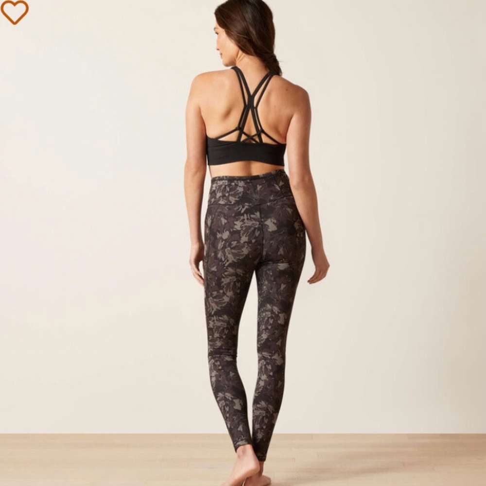 ARIAT EOS ETCH HALF GRIP FULL LENGTH RIDING TIGHTS IN BLACK FLORAL SZ LARGE - Picture 4 of 10
